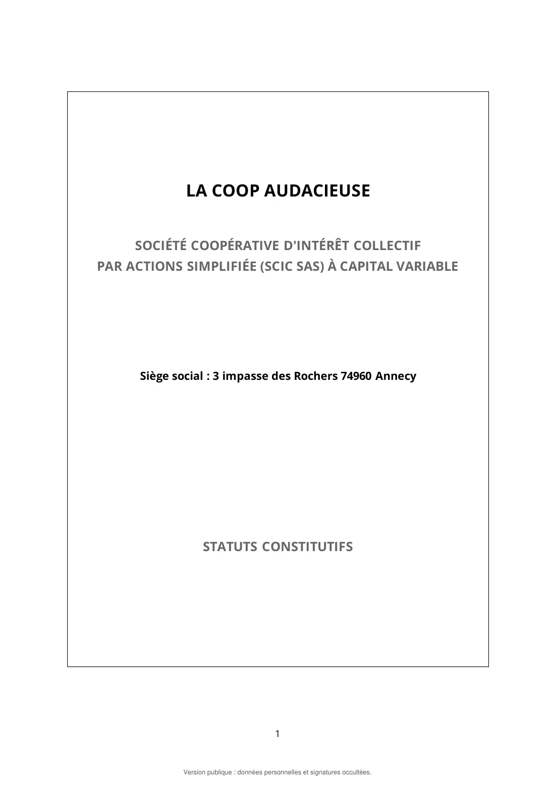 Statuts de La Coop Audacieuse, page 1 sur 44