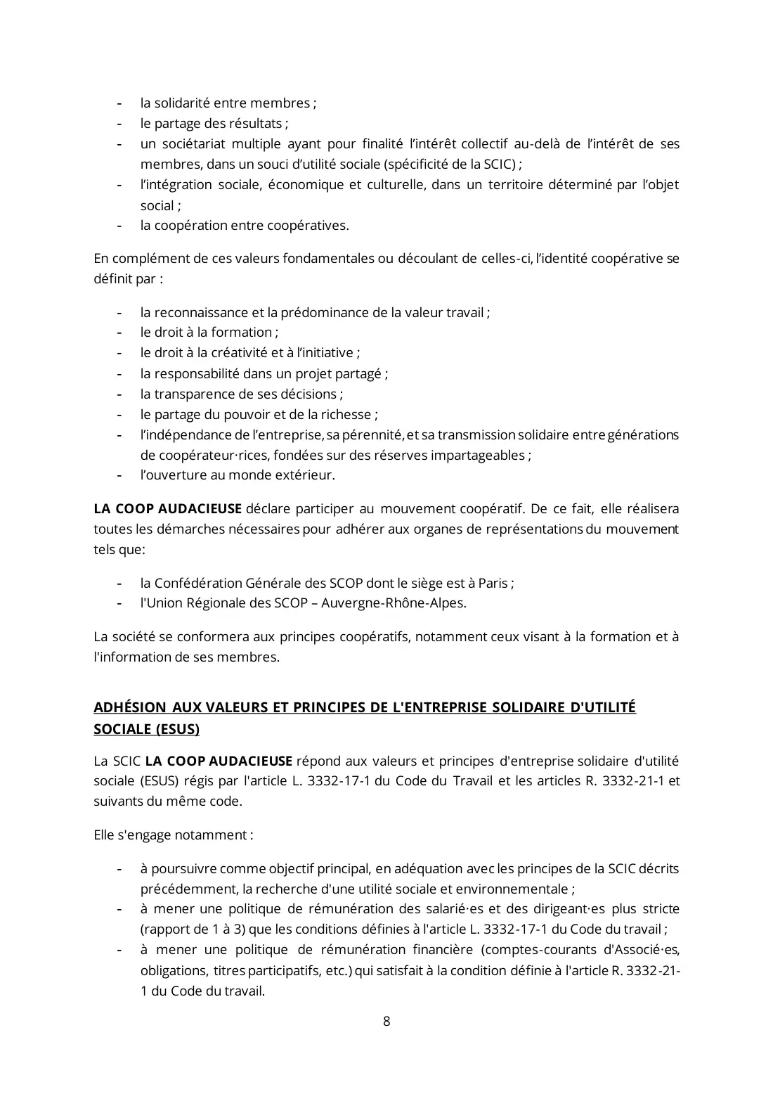 Statuts de La Coop Audacieuse, page 8 sur 44