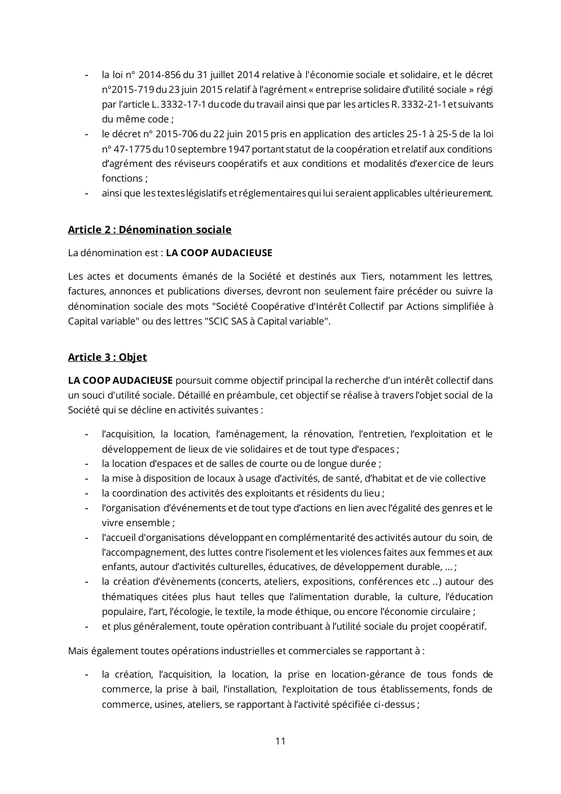 Statuts de La Coop Audacieuse, page 11 sur 44