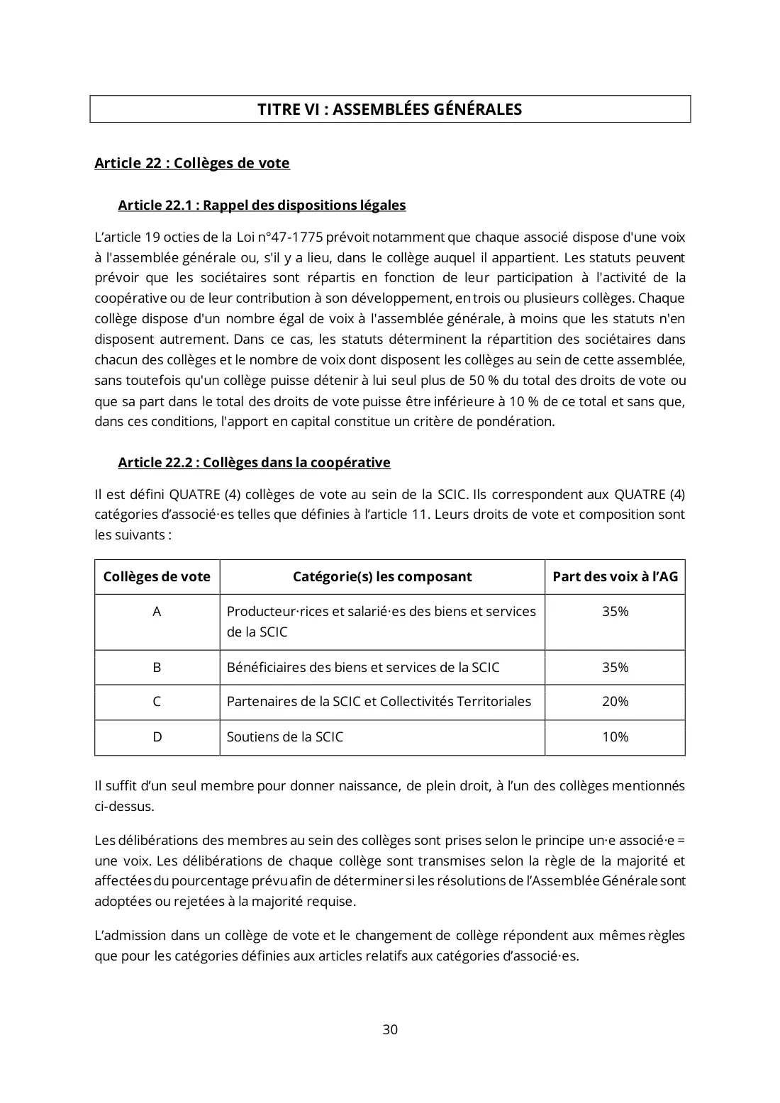 Statuts de La Coop Audacieuse, page 30 sur 44