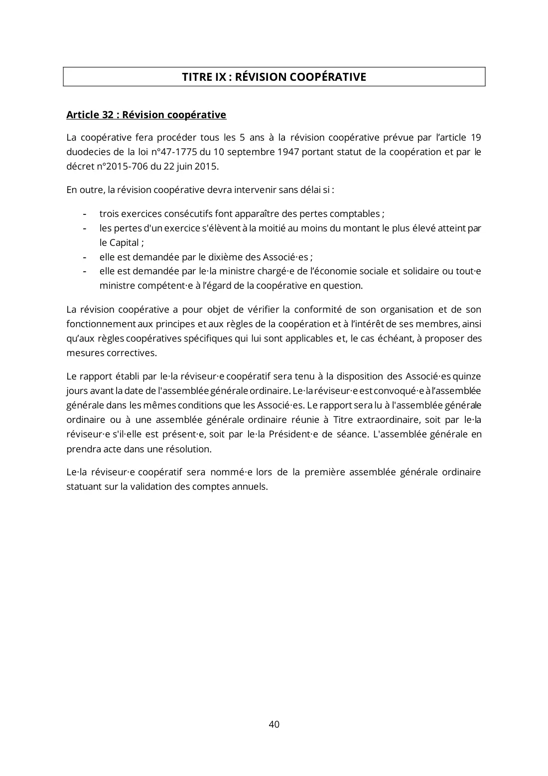 Statuts de La Coop Audacieuse, page 40 sur 44