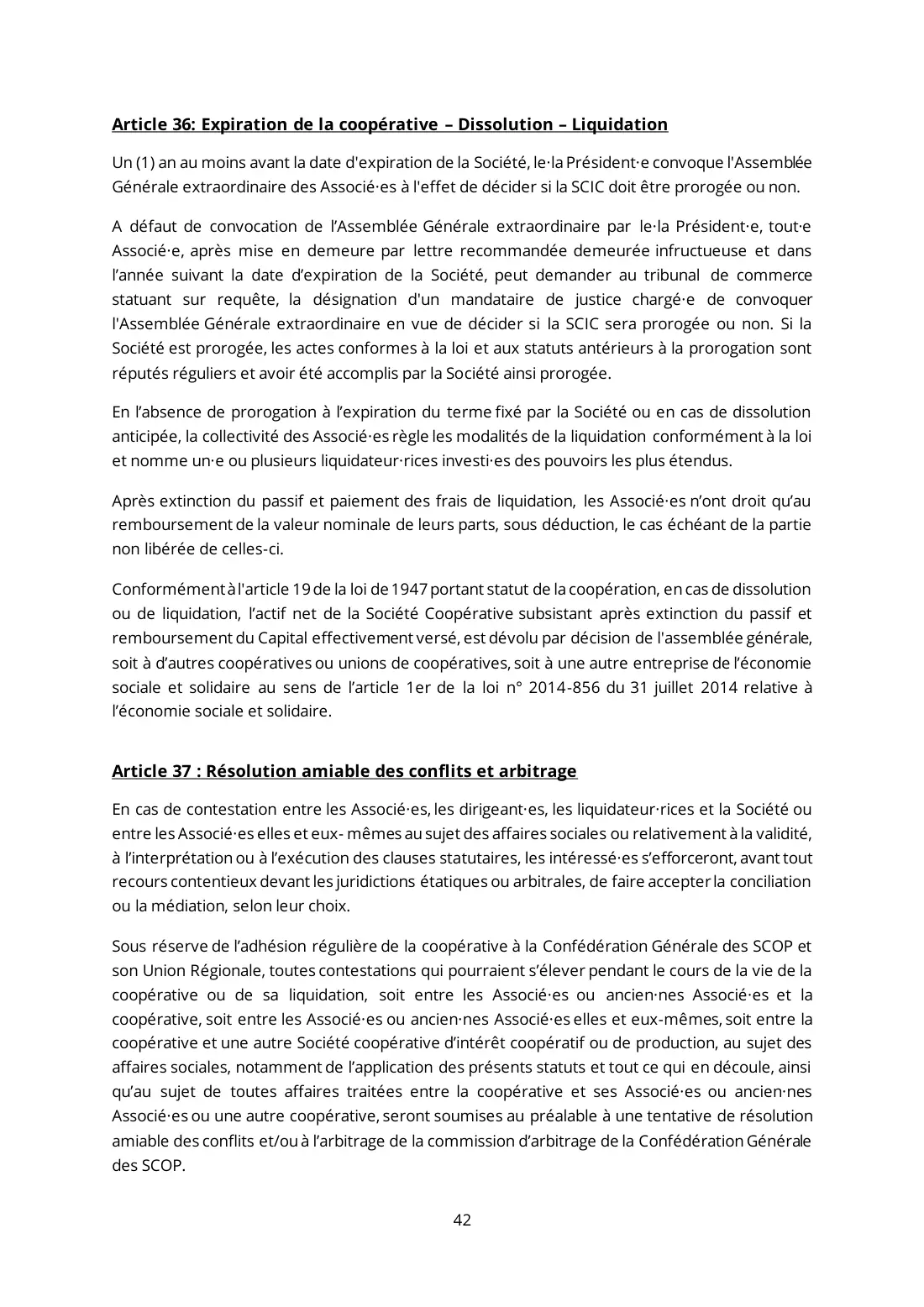 Statuts de La Coop Audacieuse, page 42 sur 44